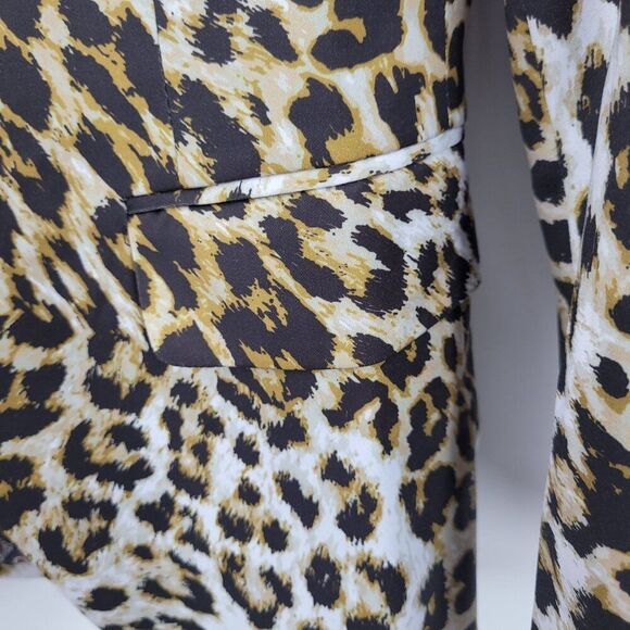 Leopard Print Mens Satin Blazer Jacket L/46 Single-Breasted Party Stage Suit - Picture 9 of 14